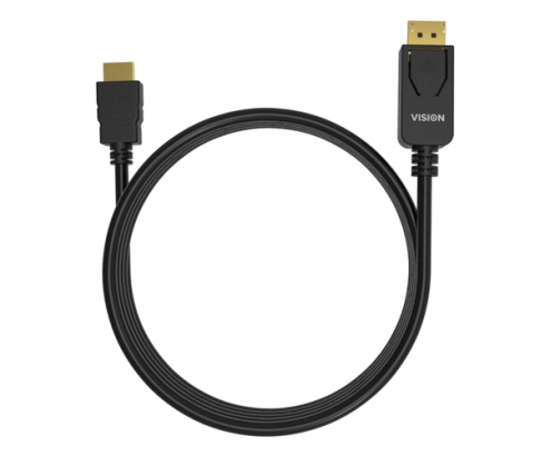 Vision TC 2MDPHDMI8K/BL adaptador de cable de vídeo 2 m DisplayPort HDMI Negro