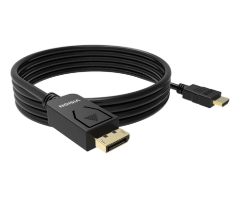 Vision TC 2MDPHDMI8K/BL adaptador de cable de vídeo 2 m DisplayPort HDMI Negro