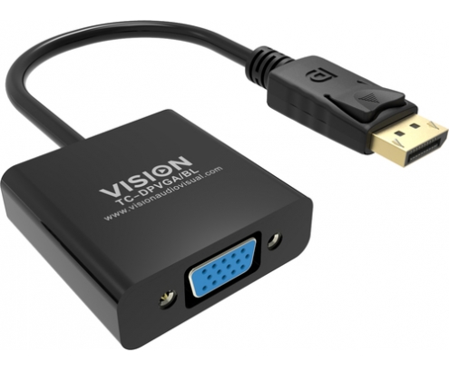 Vision TC-DPVGA/BL adaptador de cable de vÍ­deo DisplayPort VGA (D-Sub) Negro