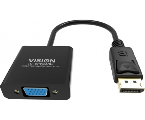 Vision TC-DPVGA/BL adaptador de cable de vÍ­deo DisplayPort VGA (D-Sub) Negro