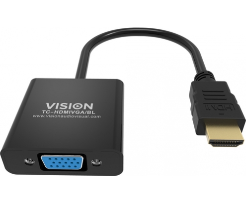 Vision TC-HDMIVGA/BL adaptador de cable de vÍ­deo 0,23 m HDMI tipo A (Estándar) VGA (D-Sub) Negro