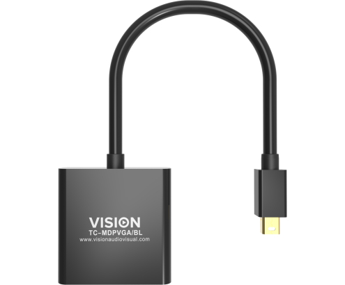 Vision TC-MDPVGA/BL adaptador de cable de vídeo Mini DisplayPort VGA (D-Sub) Negro