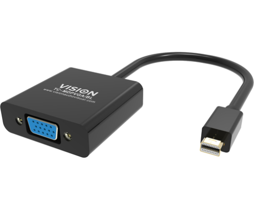 Vision TC-MDPVGA/BL adaptador de cable de vídeo Mini DisplayPort VGA (D-Sub) Negro
