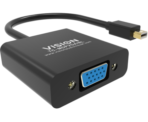 Vision TC-MDPVGA/BL adaptador de cable de vídeo Mini DisplayPort VGA (D-Sub) Negro