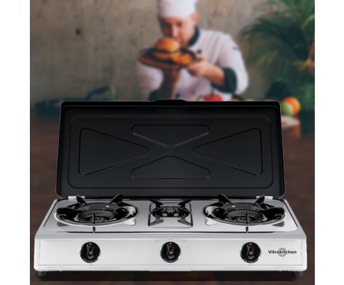 Vitrokitchen 360IB hobs Negro, Acero inoxidable Encimera Encimera de gas 3 zona(s)