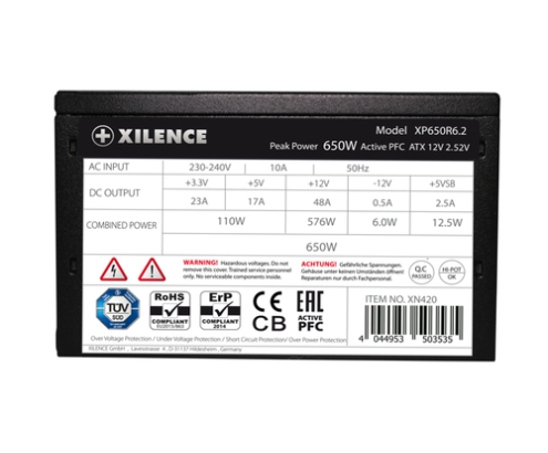Xilence XP650R6.2 unidad de fuente de alimentación 650 W 20+4 pin ATX ATX Negro