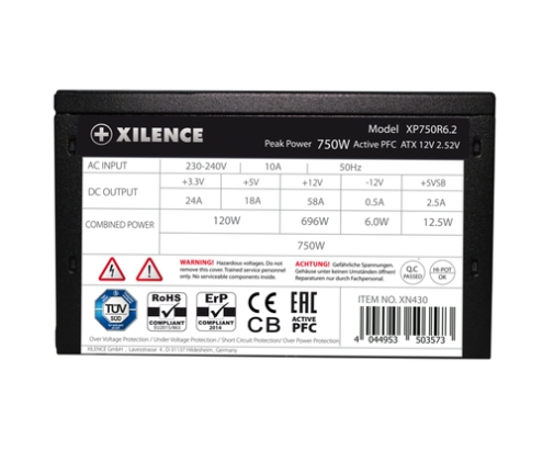 Xilence XP750R6.2 unidad de fuente de alimentación 750 W 20+4 pin ATX ATX Negro
